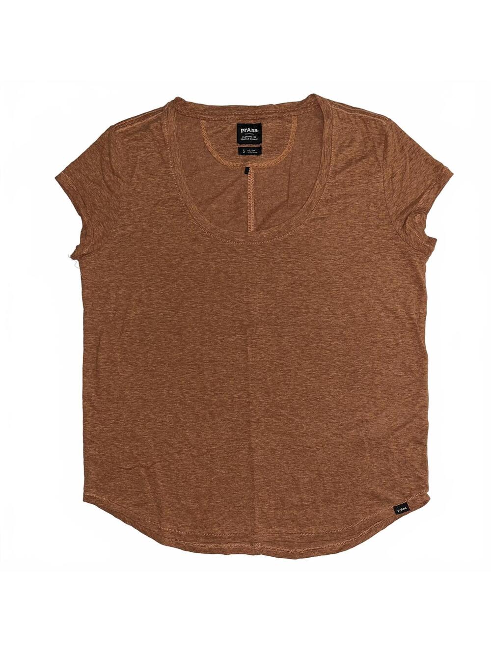 prAna Burnt Orange Heathered Henley Short Sleeve Top Women’s Small